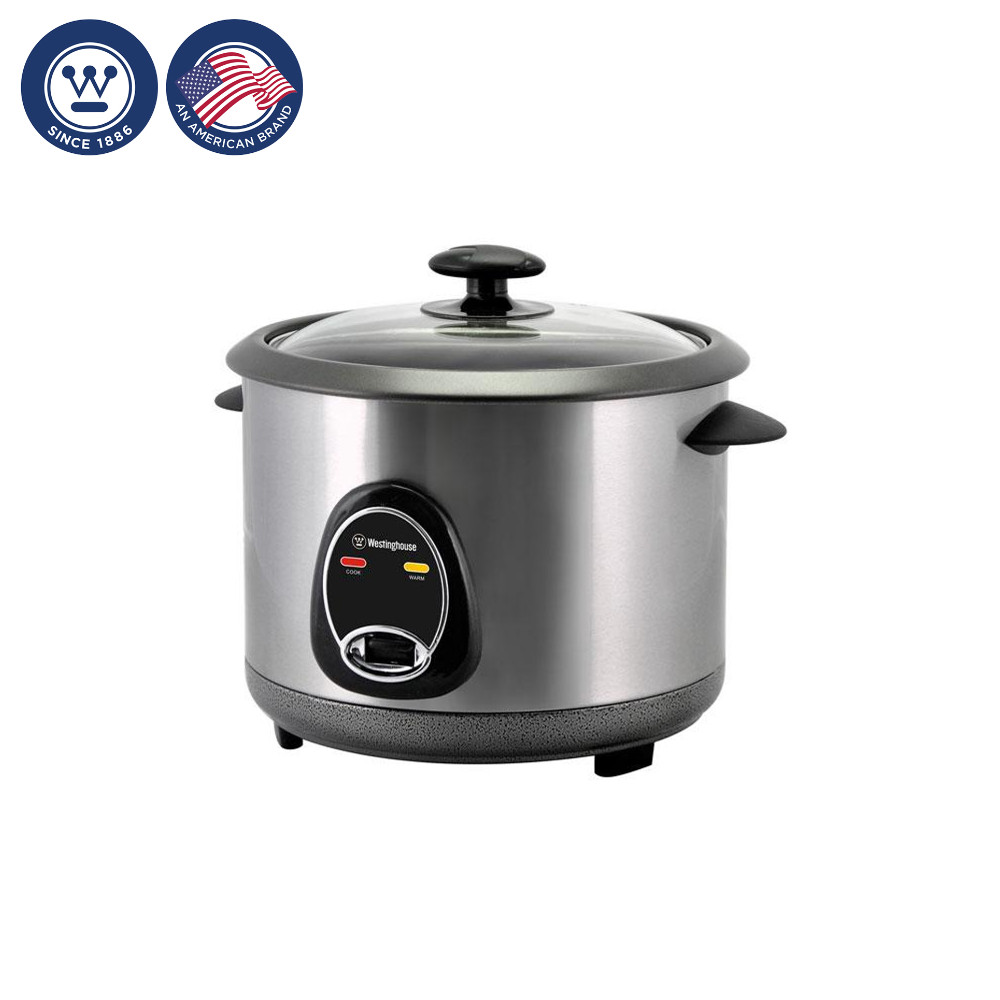 Westinghouse 220 Volt Rice Cooker 10 Cup, Non Stick Cooking Pot, Measuring Cup, Keep Warm Function-Stainless Steel-700W (Not for Use in Usa)